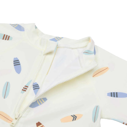 Lässig Schwimmanzug Kinder Kurzarm (UV Schutz) - Surfbrett, Weiß