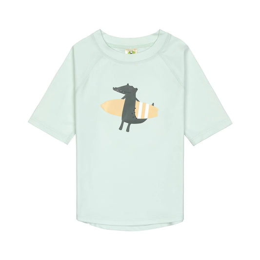 Lässig UV Shirt Kinder Kurzarm - Krokodil, Mint