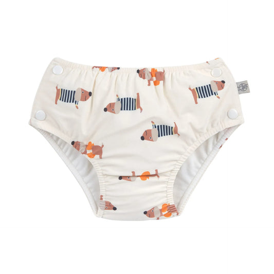 Lässig Schwimmwindel mit Druckknöpfen - Hund, Weiß