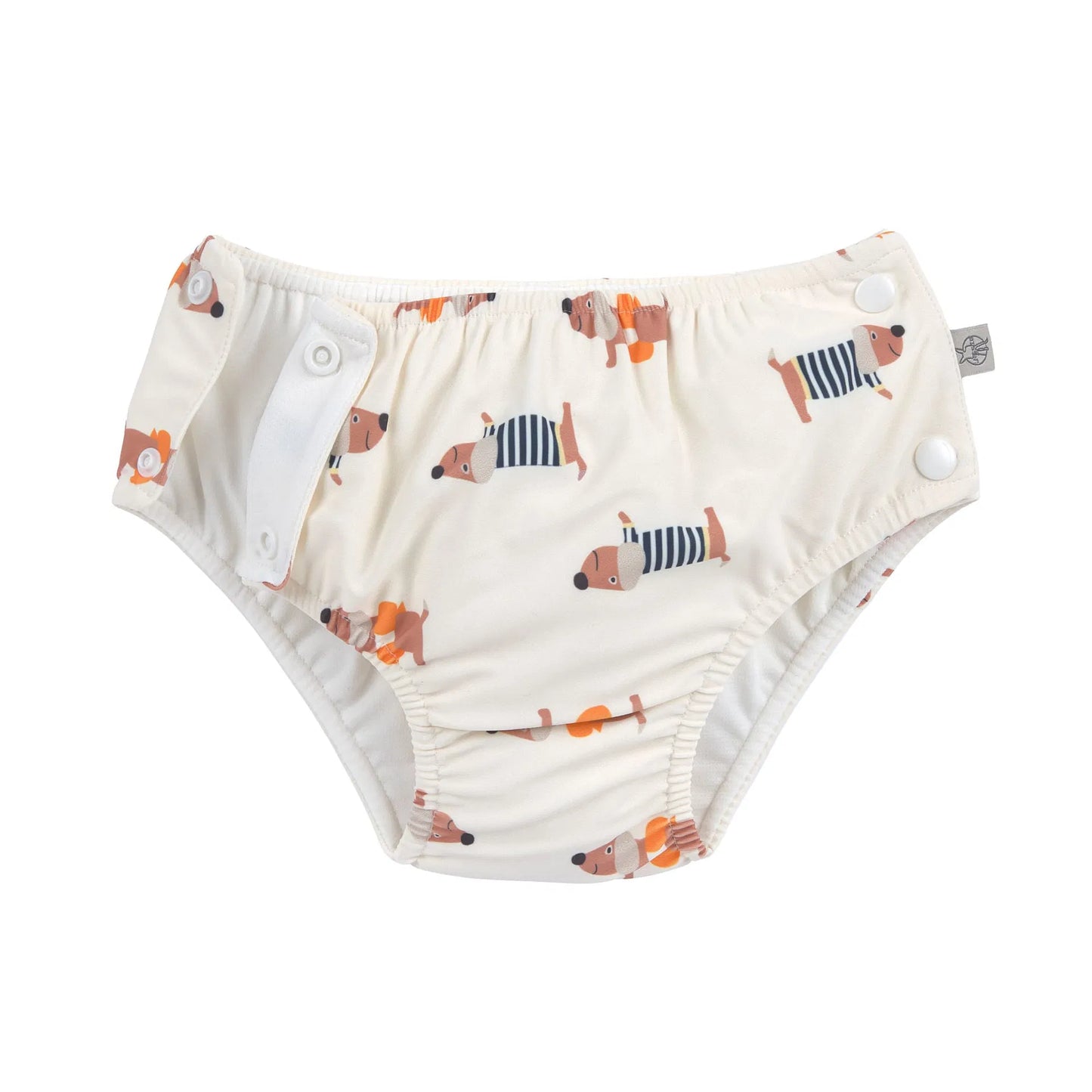 Lässig Schwimmwindel mit Druckknöpfen - Hund, Weiß