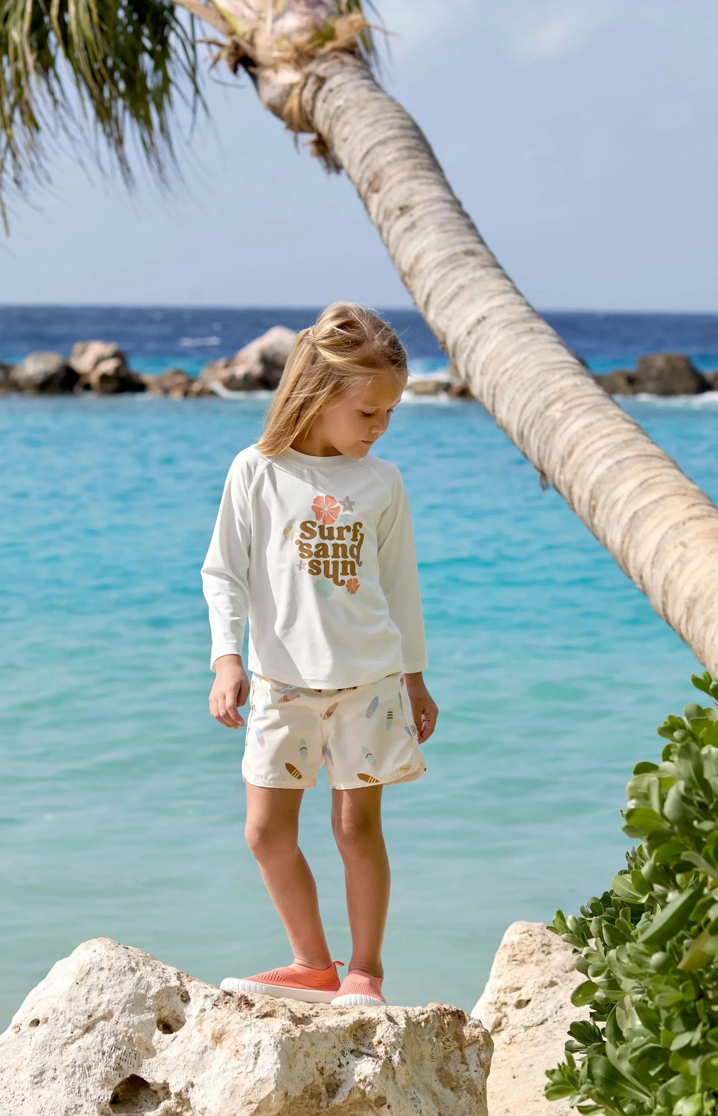 Lässig Badehose Kinder - Surfbrett, Weiß