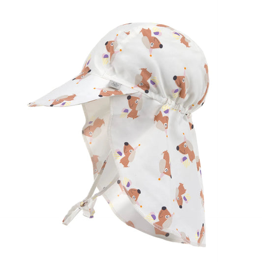 Lässig Sonnenhut Baby (UV Schutz & Nackenschutz) - Eis Hund, Weiß