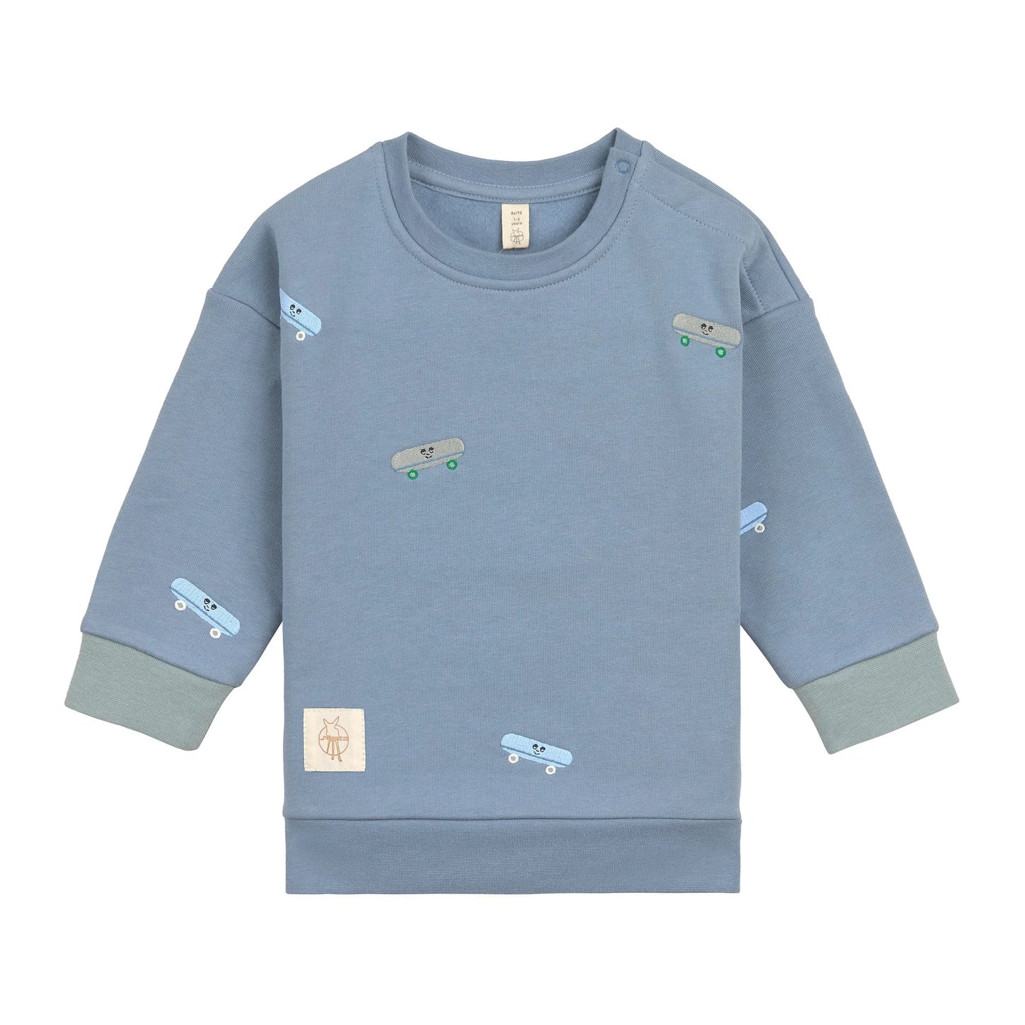 Lässig Sweatshirt Skateboard, Steel blue, aus Bio-Baumwolle GOTS