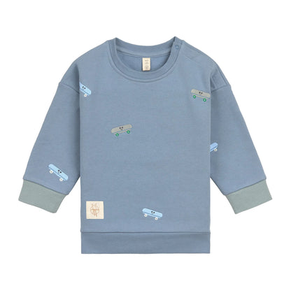 Lässig Sweatshirt Skateboard, Steel blue, aus Bio-Baumwolle GOTS