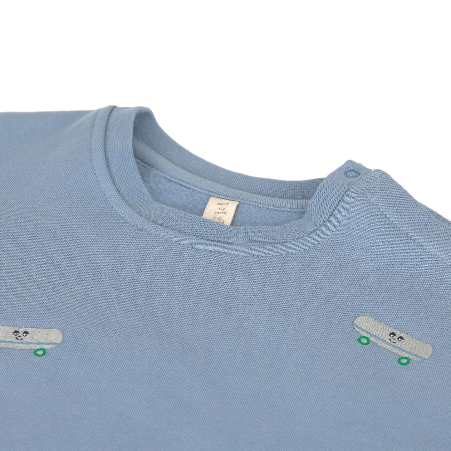 Lässig Sweatshirt Skateboard, Steel blue, aus Bio-Baumwolle GOTS