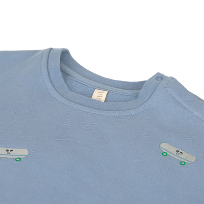 Lässig Sweatshirt Skateboard, Steel blue, aus Bio-Baumwolle GOTS