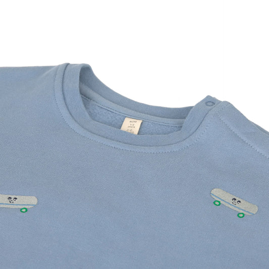 Lässig Sweatshirt Skateboard, Steel blue, aus Bio-Baumwolle GOTS