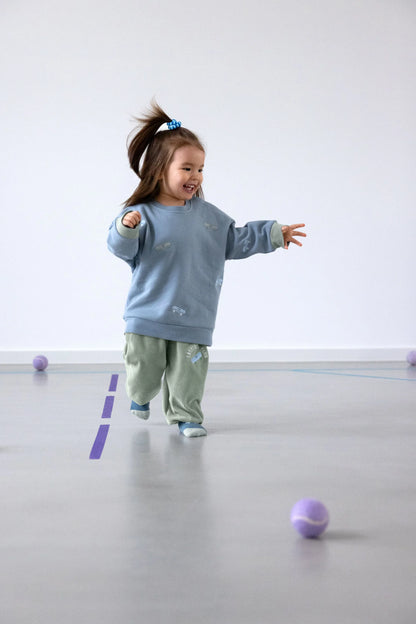 Lässig Kinder Hose Cord - Bio Baumwolle, Skateboard Granit Grün GOTS