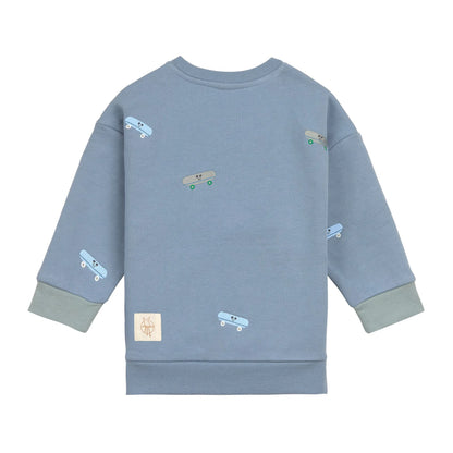 Lässig Sweatshirt Skateboard, Steel blue, aus Bio-Baumwolle GOTS
