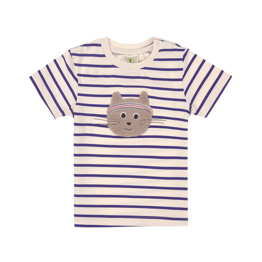 Lässig Kinder T-Shirt - Bio Baumwolle, Katze Gestreift GOTS