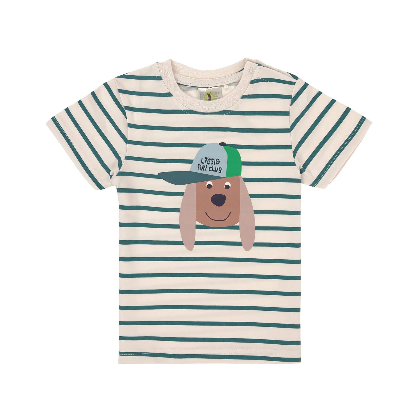 Lässig Kinder T-Shirt - Bio Baumwolle, Hund Gestreift GOTS
