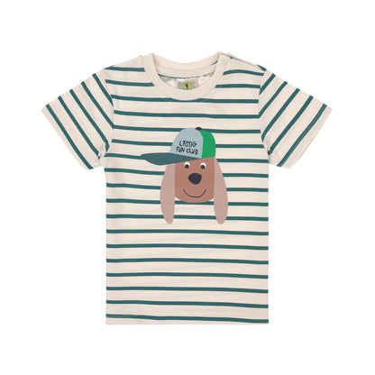 Lässig Kinder T-Shirt - Bio Baumwolle, Hund Gestreift GOTS