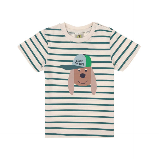 Lässig Kinder T-Shirt - Bio Baumwolle, Hund Gestreift GOTS