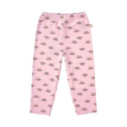 Lässig Leggings Kinder - Bio Baumwolle, Katze, Rosa GOTS