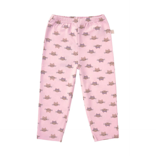 Lässig Leggings Kinder - Bio Baumwolle, Katze, Rosa GOTS