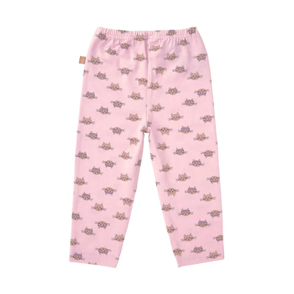 Lässig Leggings Kinder - Bio Baumwolle, Katze, Rosa GOTS