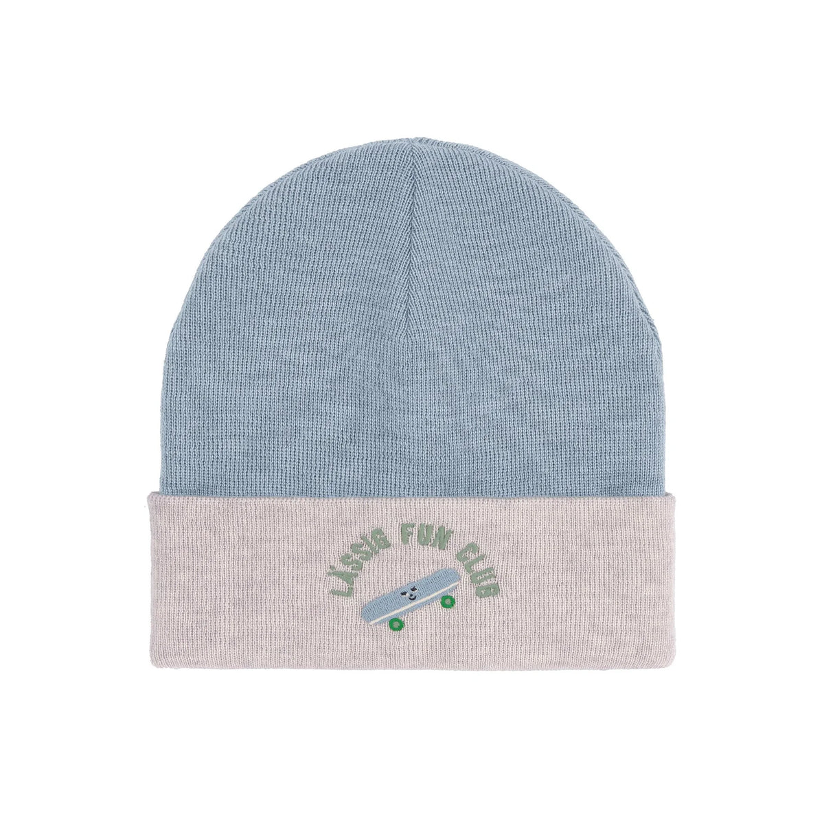 Lässig Beanie Mütze Kinder - Merino Wolle, Beige Blau