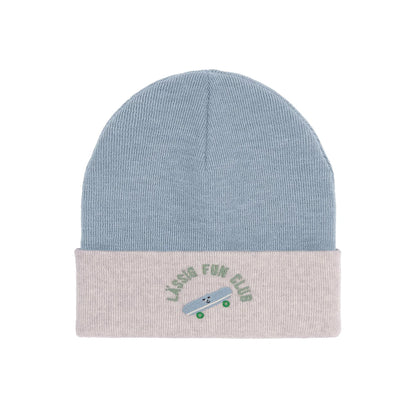 Lässig Beanie Mütze Kinder - Merino Wolle, Beige Blau