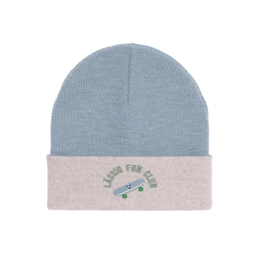 Lässig Beanie Mütze Kinder - Merino Wolle, Beige Blau