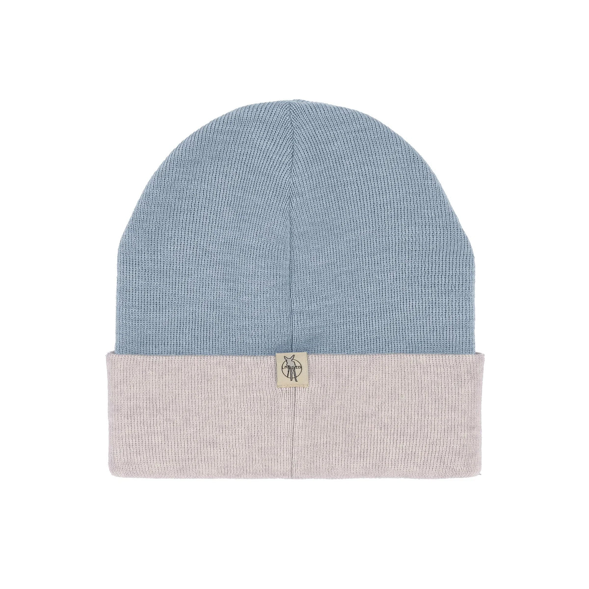 Lässig Beanie Mütze Kinder - Merino Wolle, Beige Blau
