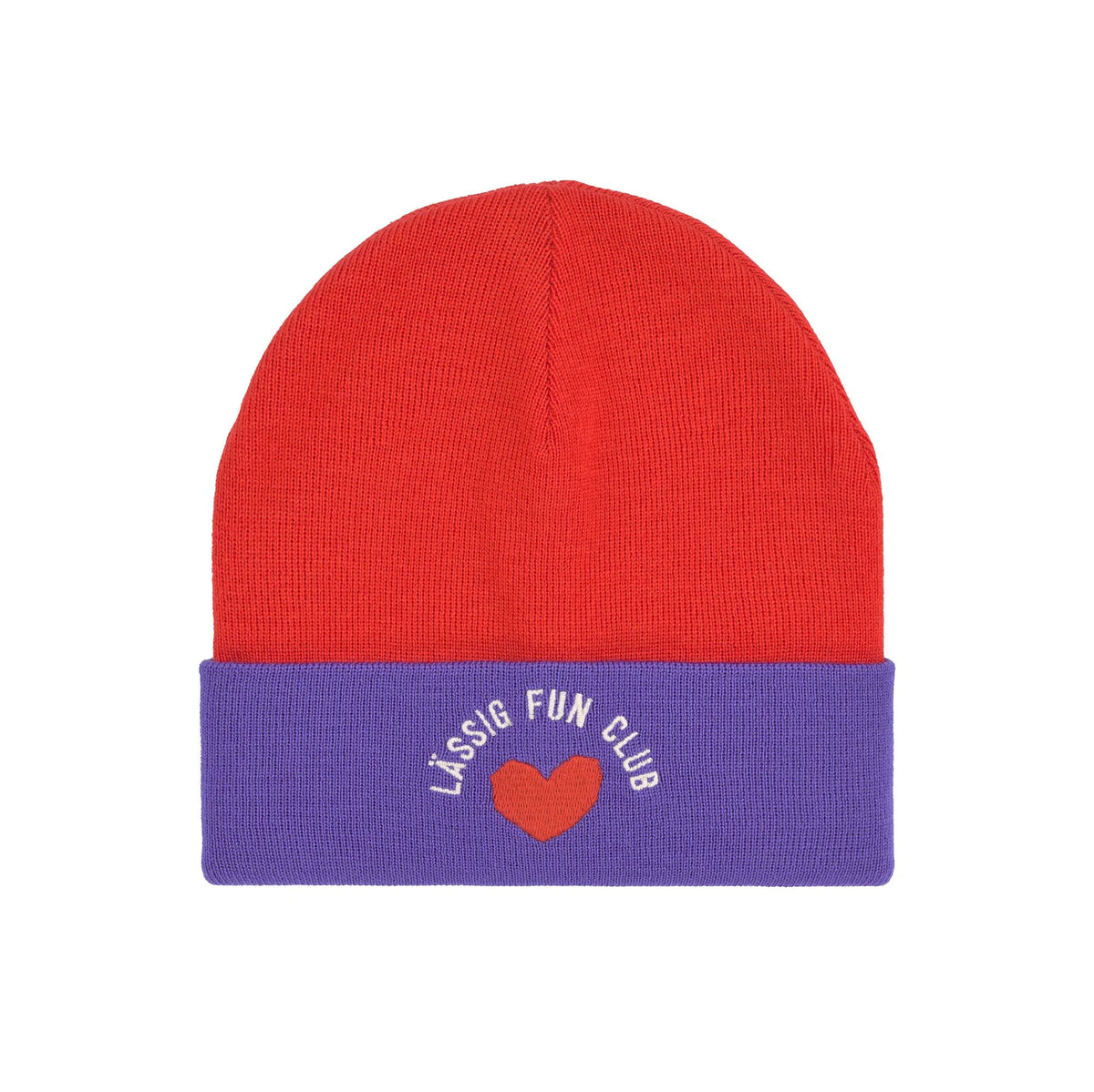 Lässig Beanie Mütze Kinder - Merino Wolle, Lila Rot