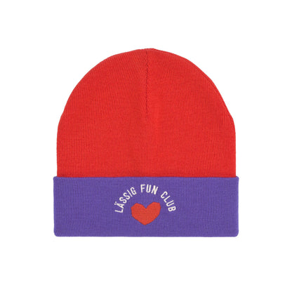 Lässig Beanie Mütze Kinder - Merino Wolle, Lila Rot