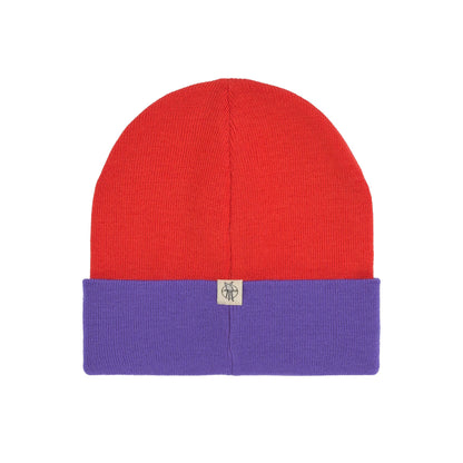 Lässig Beanie Mütze Kinder - Merino Wolle, Lila Rot