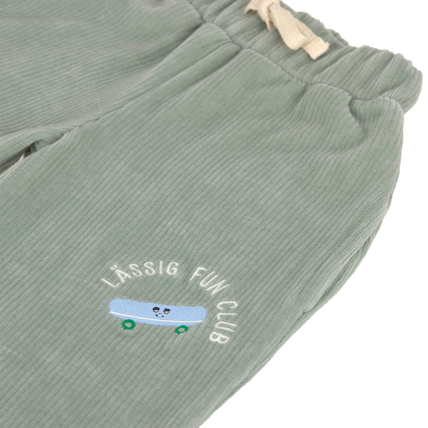 Lässig Kinder Hose Cord - Bio Baumwolle, Skateboard Granit Grün GOTS