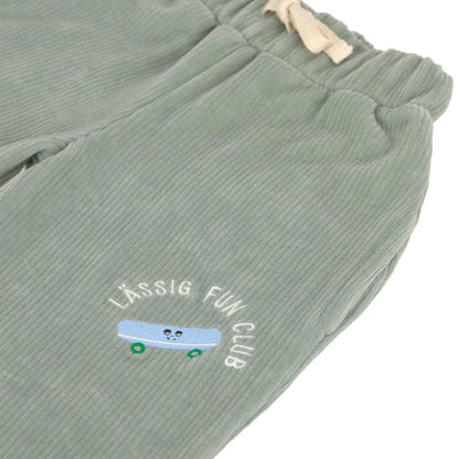 Lässig Kinder Hose Cord - Bio Baumwolle, Skateboard Granit Grün GOTS