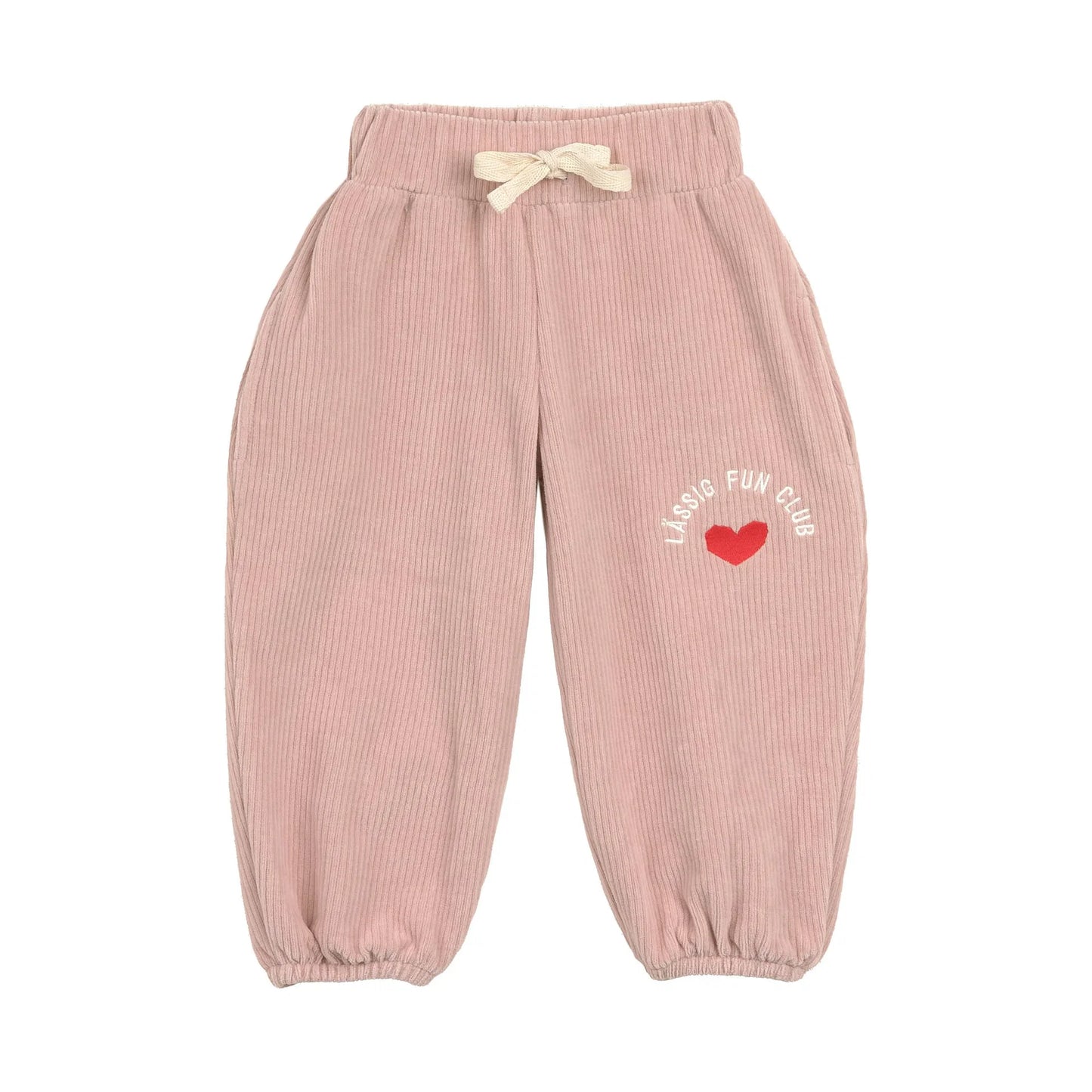 Lässig Kinder Hose Cord - Bio Baumwolle, Herzen Altrosa GOTS