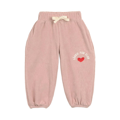 Lässig Kinder Hose Cord - Bio Baumwolle, Herzen Altrosa GOTS
