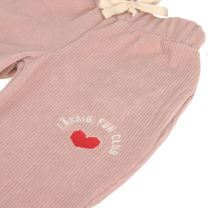 Lässig Kinder Hose Cord - Bio Baumwolle, Herzen Altrosa GOTS