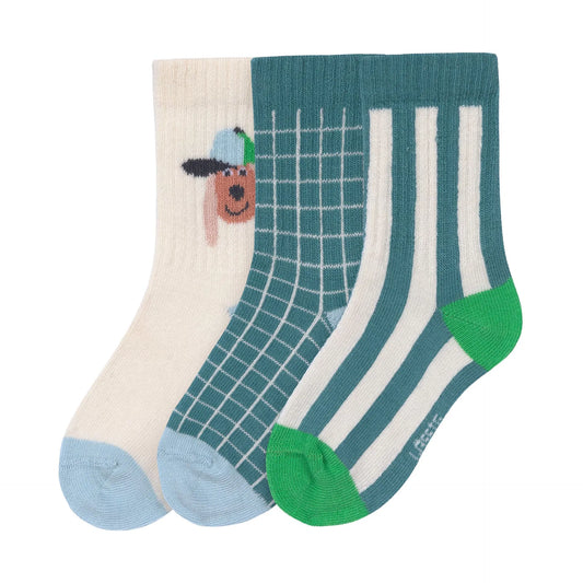 Lässig Tennissocken Kinder 3er-Set - Bio Baumwolle, Hund