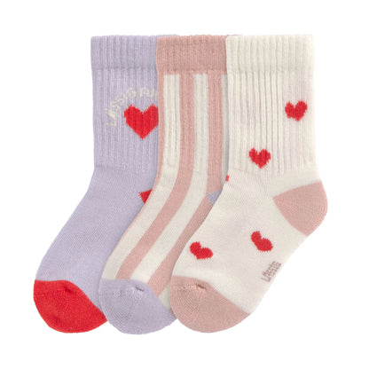 Lässig Kinder Tennis Socken 3er-Set - Bio Baumwolle, Herz GOTS