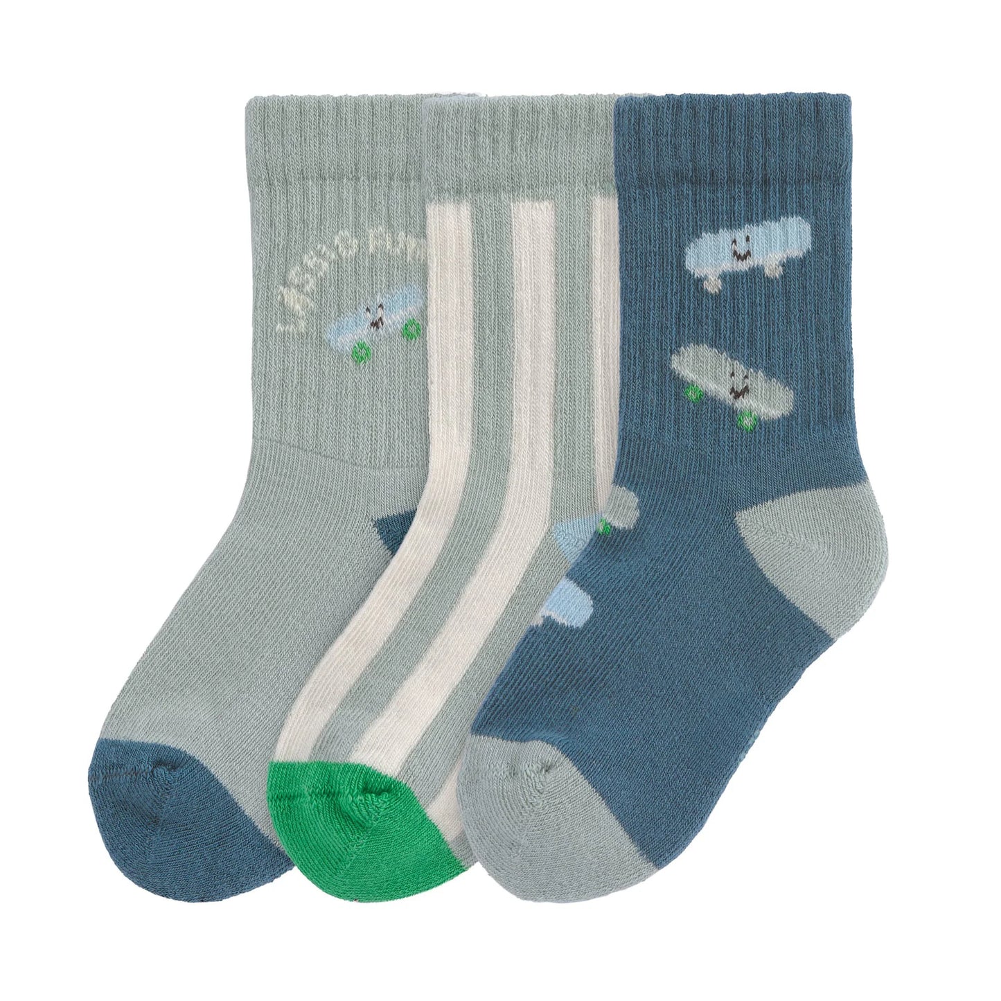 Lässig Kinder Tennis Socken 3er-Set - Bio Baumwolle, Skateboard GOTS