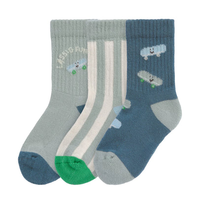 Lässig Kinder Tennis Socken 3er-Set - Bio Baumwolle, Skateboard GOTS