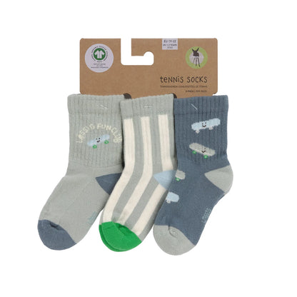 Lässig Kinder Tennis Socken 3er-Set - Bio Baumwolle, Skateboard GOTS
