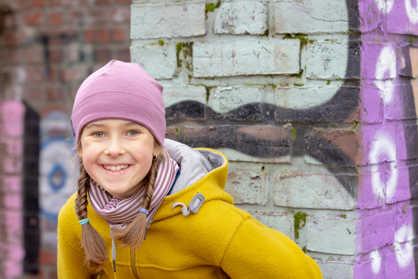 Pickapooh Mütze Schlupper aus Wolle/Seide in alt rosé