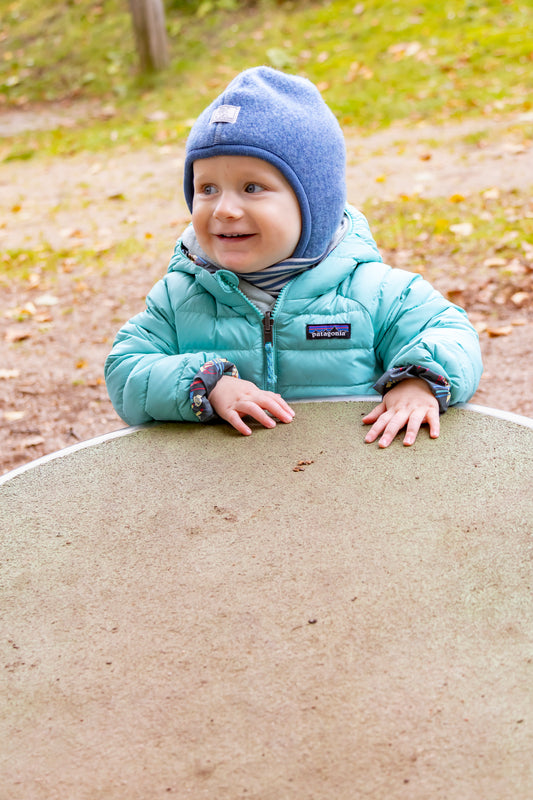 Pickapooh Schlupfmütze Schlüpfli aus Wollfleece kbT in jeans