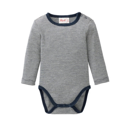People Wear Organic Body Langarm aus Wolle und Seide dunkelblau geringelt