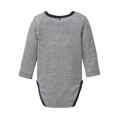 People Wear Organic Body Langarm aus Wolle und Seide dunkelblau geringelt