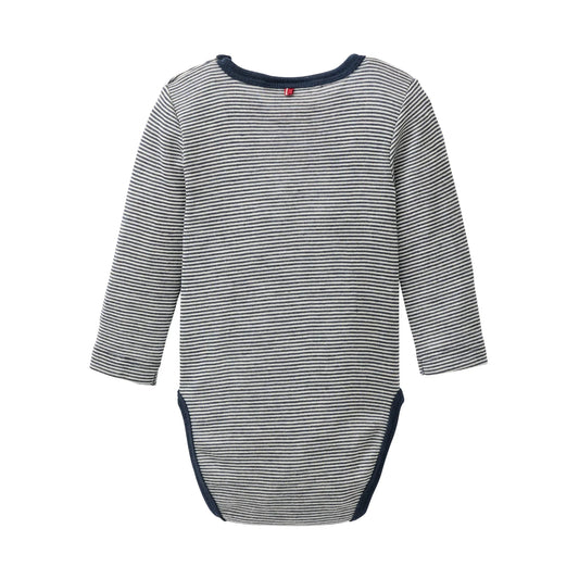 People Wear Organic Body Langarm aus Wolle und Seide dunkelblau geringelt