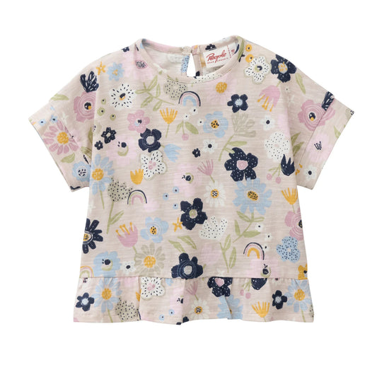 People Wear Organic T-Shirt mit Blumendruck GOTS