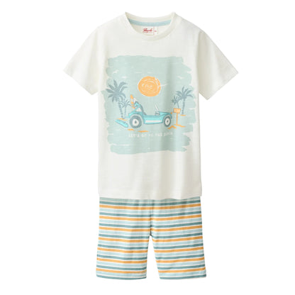 People Wear Organic Schlafanzug kurz mit Strandprint GOTS