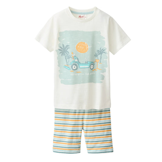 People Wear Organic Schlafanzug kurz mit Strandprint GOTS