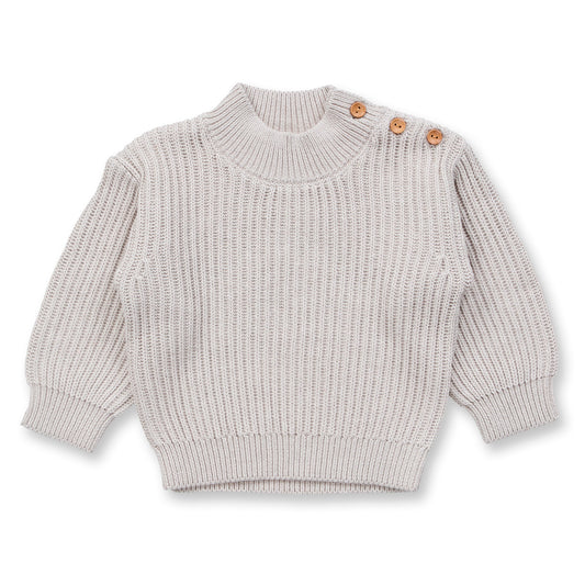 Sense Organics Baby Strickpullover in creme mélange, Modell VARUNY, aus Bio-Baumwolle GOTS