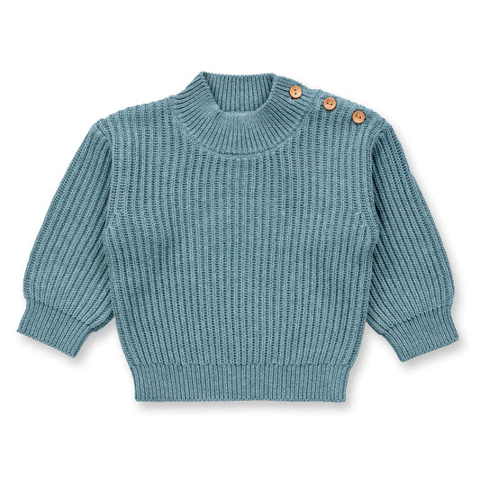 Sense Organics Baby Strickpullover in Sage Melange, Modell VARUNY, aus Bio-Baumwolle GOTS