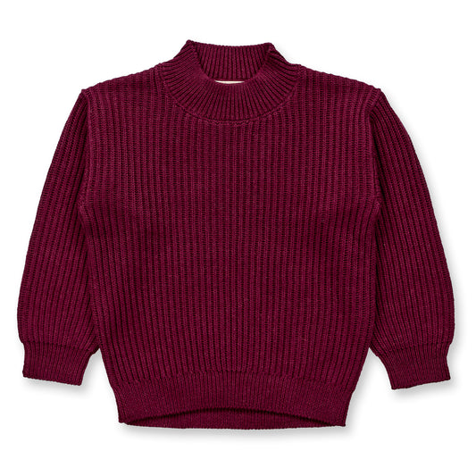 Sense Organics Baby Strickpullover in Bordeaux mélange, Modell VARUNY, aus Bio-Baumwolle GOTS