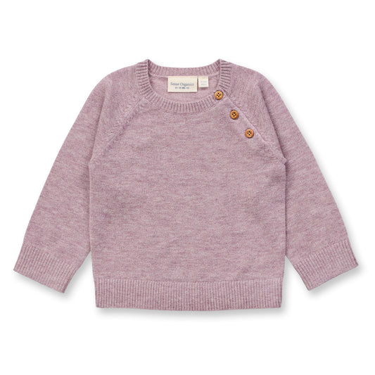 Sense Organics Baby Strickpullover in Mauve mélange, Modell SIROO aus Merinowolle