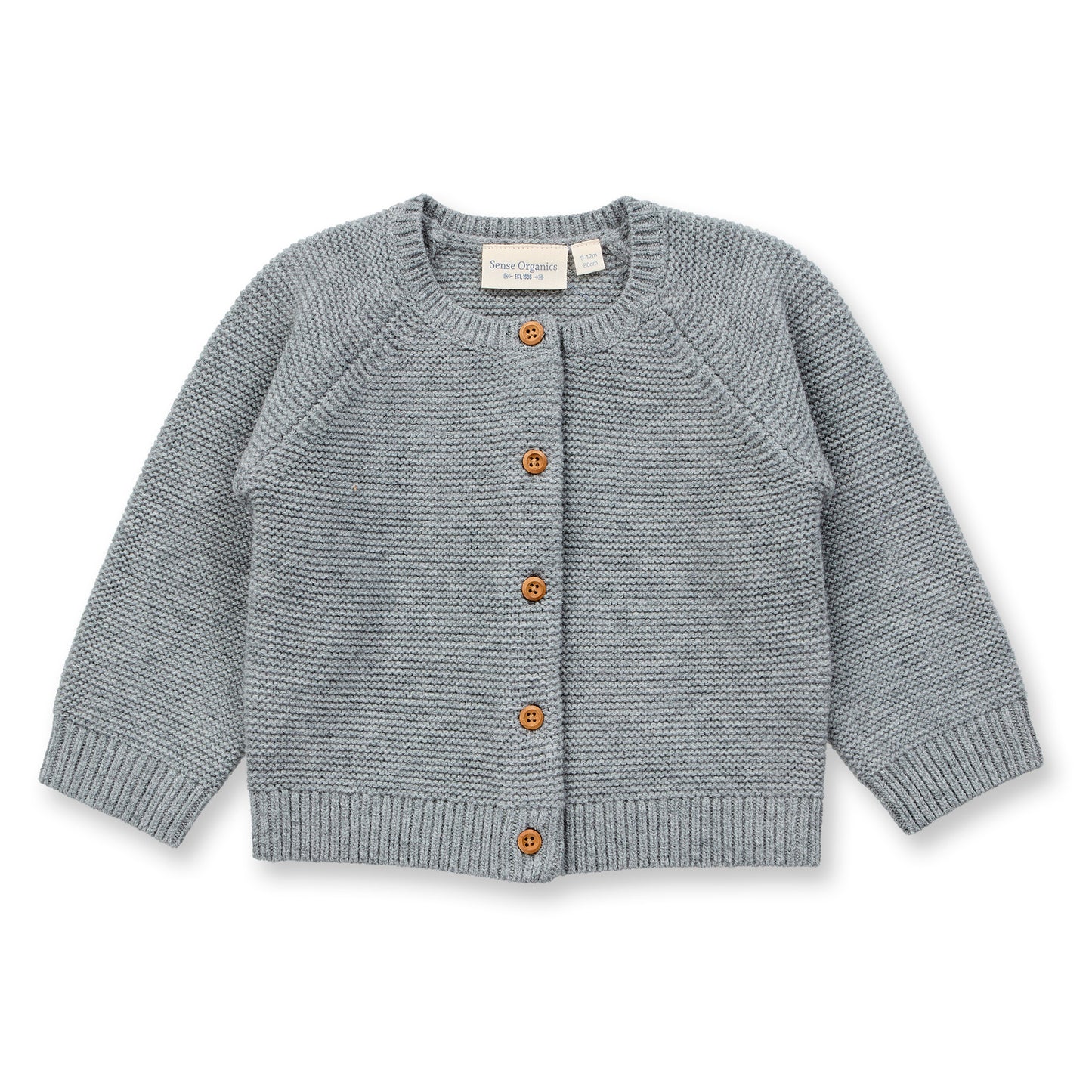 Sense Organics Baby Cardigan in grau mélange, Modell MARLOO aus Merinowolle